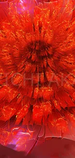 Fiery abstract floral art with vibrant red hues.