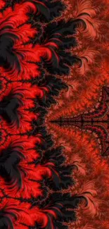 Fiery red fractal abstract mobile wallpaper design.