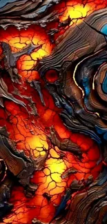 Fiery abstract lava texture with red and orange hues.