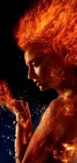 Fantasy woman with fiery hair art.