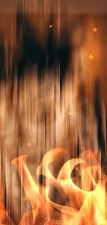 Abstract mobile wallpaper with dynamic amber flames.