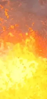 Explosive orange and yellow flames abstract wallpaper.