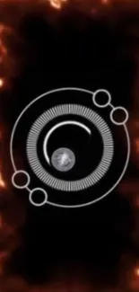 Fiery abstract wallpaper with glowing circular design and black background.