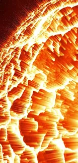 Fiery abstract orange texture mobile wallpaper with glowing patterns.