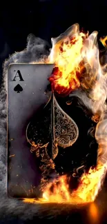 Ace of Spades on fire with smoke effects.