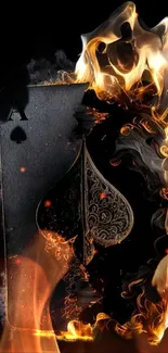 Ace of Spades engulfed in flames for mobile wallpaper.