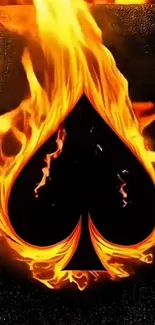Ace of Spades with fiery flames wallpaper.