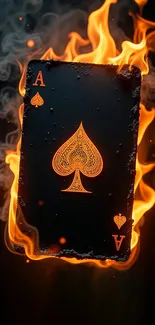 Ace of Spades card engulfed in vibrant flames.