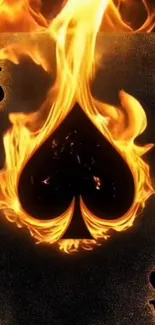 Fiery Ace of Spades with burning flames