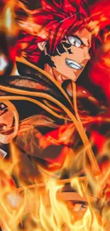 Anime character with fiery red flames.