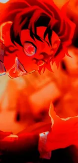 Fiery-haired anime character in dynamic red tones.