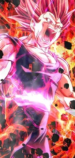 Anime character with fiery red energy and vibrant action pose.