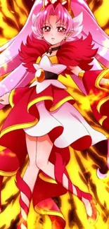 Fiery anime character with a colorful and dynamic design.