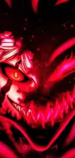 Crimson red anime demon wallpaper with intense details and fiery elements.