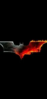 Dark wallpaper with bat silhouette and fiery accents on black background.