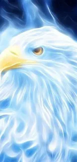 Fiery blue eagle illustration with vivid colors.