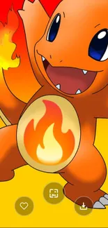 Fiery cartoon character with orange hues.