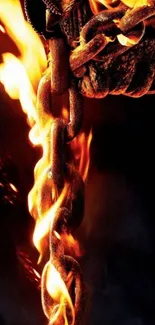 Fiery chains mobile wallpaper with flames.