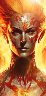 Vibrant fiery character wallpaper with bold orange hues and intense energy.