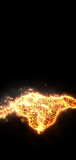 Fiery cheetah running in darkness wallpaper.