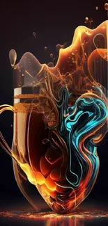 Fiery coffee art wallpaper with vibrant flame design.