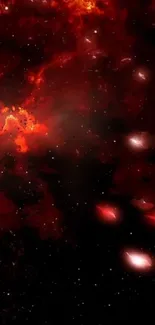 Fiery cosmic explosion with vibrant reds and oranges