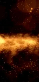 Fiery cosmic wallpaper with golden dust