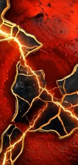 Fiery cracked lava phone wallpaper with vibrant design.