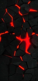 Lava-themed cracked rock wallpaper with red and black colors.