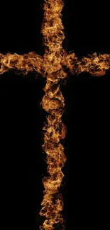 Fiery cross on dark background mobile wallpaper.