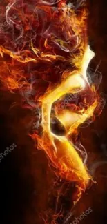 Dynamic fiery silhouette mobile wallpaper with vibrant flames.