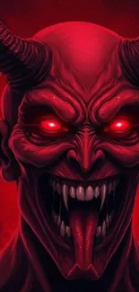 Fiery demon with glowing red eyes.