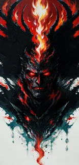 Fiery demon wallpaper with intense flames and dark theme for mobile.