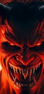 Fiery demonic face with vivid red hues.