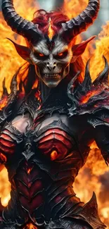 Fiery demon warrior in flaming armor.