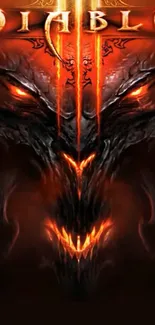 Diablo-themed fiery demon design for mobile wallpaper.