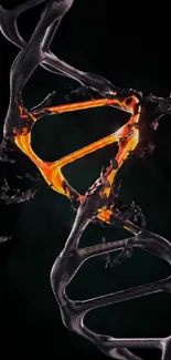 Fiery DNA strand in abstract artistic design.