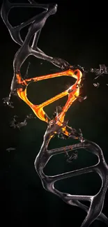 Fiery DNA structure wallpaper with dark background.