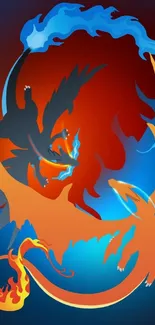 Fiery dragon artwork with vibrant colors and dynamic design for mobile wallpaper.