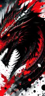 Fiery dragon artwork with red and black hues