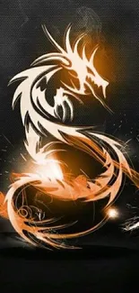 Fiery dragon design on black background with glowing effects