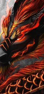 Fiery dragon illustration with vibrant flames and detailed artwork.