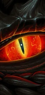 Close-up of a fiery dragon's eye with intricate glowing details.