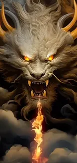 Fire-breathing dragon in fantasy art.
