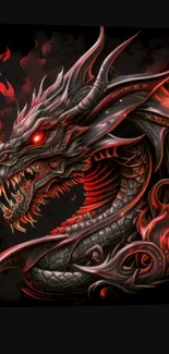 Fiery dragon illustration wallpaper with vivid red accents.