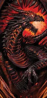 A fiery dragon with vivid, glowing scales in a fantasy art style.