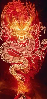 Fiery red dragon illustration wallpaper for mobile phone.