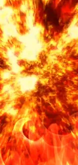 Fiery explosion wallpaper with orange and red hues for mobile.