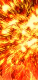 Fiery explosion wallpaper with orange flames.