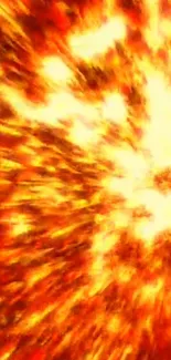 Fiery explosion mobile wallpaper with bright orange and yellow hues